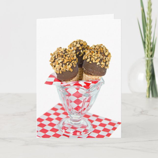 Hello ice cream drumsticks in glass card (Front)