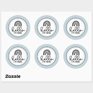 Hello I'm here Baby milestone Classic Round Sticker