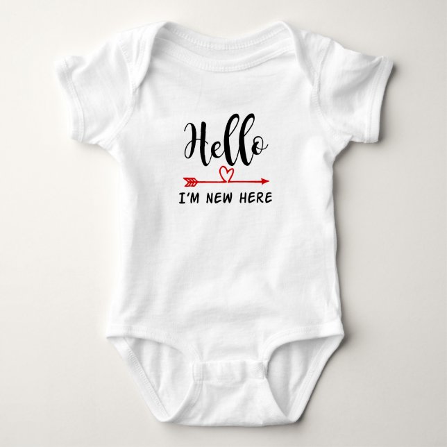 Hello, I'm New Here Baby Vest Baby Bodysuit (Front)