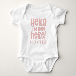 Hello I'm new here modern typography new baby Baby Bodysuit