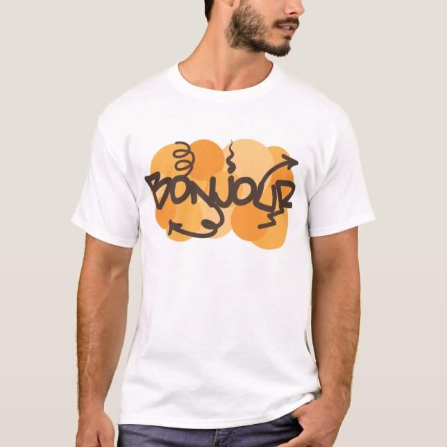 Hello in French Bonjour graffiti T-Shirt (Front)