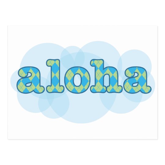 Hello in Hawaiian - Aloha with argyle pattern Postcard | Zazzle.com