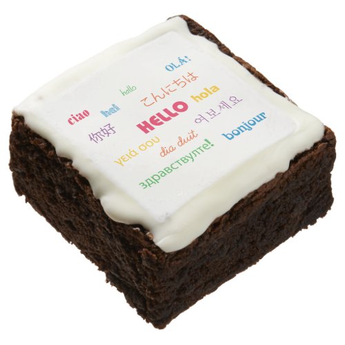 Hello in Many Languages Colorful Brownie