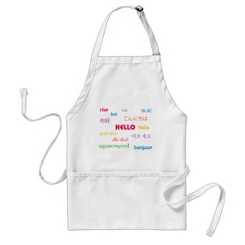Hello in Many Languages Colorful Text Adult Apron