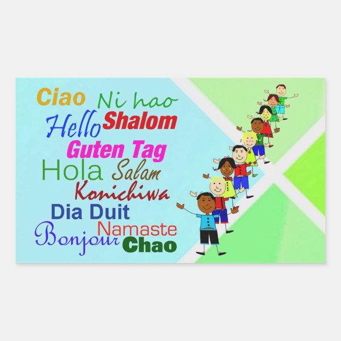 Hello In Many Languages Rectangle Sticker