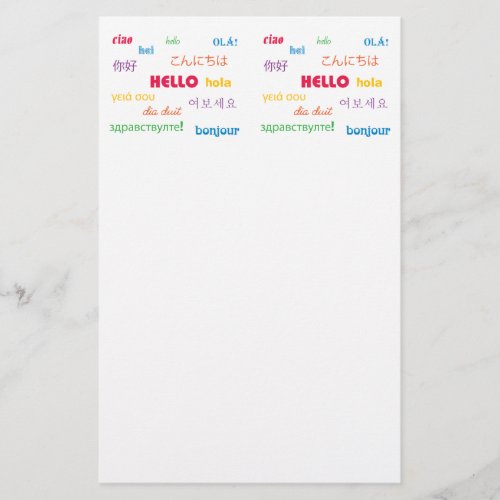 Hello in Many Languages Stationery