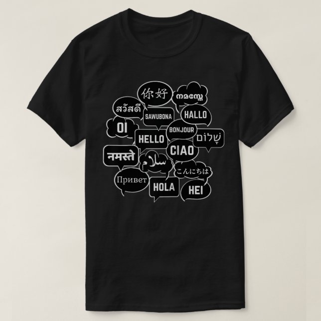 Hello in many Languages  Translator, Globetrotter, T-Shirt (Design Front)
