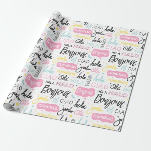 HELLO IN MANY LANGUAGES WRAPPING PAPER