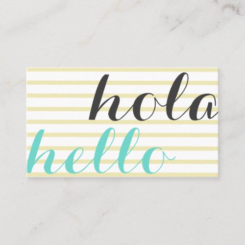 Hello interpreter translator teacher languages business card