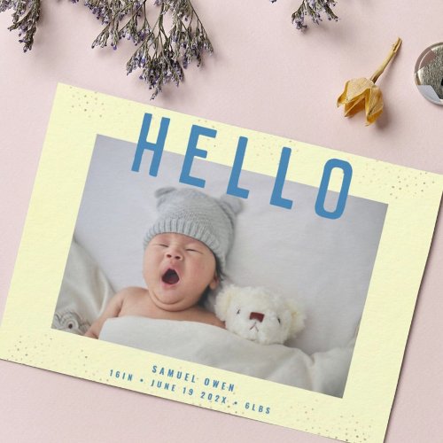 HELLO  Introducing My Baby  Modern Photo Frame Announcement