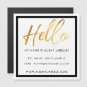 Hello Introduction Gold Brush Script & Black Frame (Front/Back)