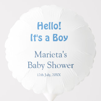 Hello ITS A BOY BABY SHOWER BLUE NAME DATE SIMPLE Balloon