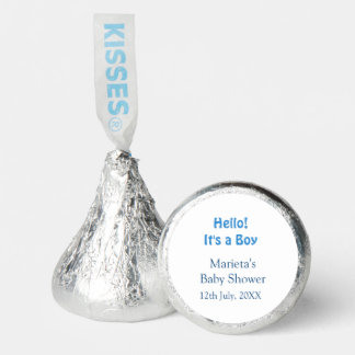 Hello ITS A BOY BABY SHOWER BLUE NAME DATE SIMPLE Hershey®'s Kisses®