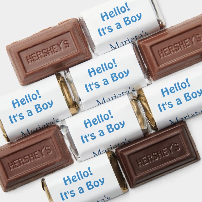 Hello ITS A BOY BABY SHOWER BLUE NAME DATE SIMPLE Hershey's Miniatures (Assorted)