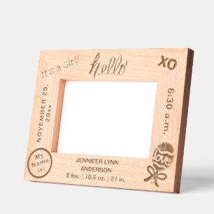 Hello It's A Girl Birth Stats 6 x 4, 7 x 5 Photo Engraved Frames