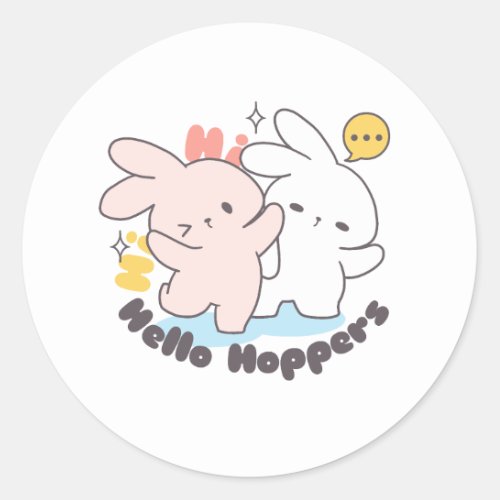 Hello Its Bunny Time Loppi Tokki Moments Classic Round Sticker