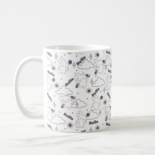 Hello Its Bunny Time with Loppy Tokkis Duo Line Coffee Mug