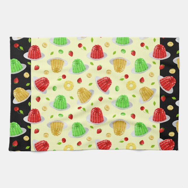 Hello Jello Dishtowel - on Yellow Kitchen Towel (Horizontal)