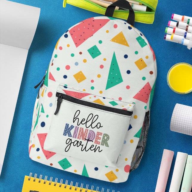 Hello Kinder Garten colorful geometric Printed Backpack (Hello Kinder Garten colorful geometric Printed Backpack)