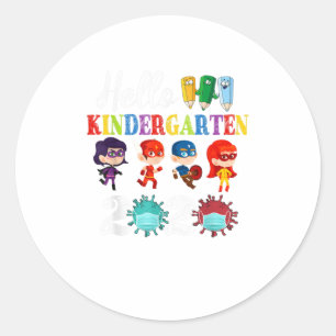 Hello Kindergarten 2020 Back To School Classic Round Sticker