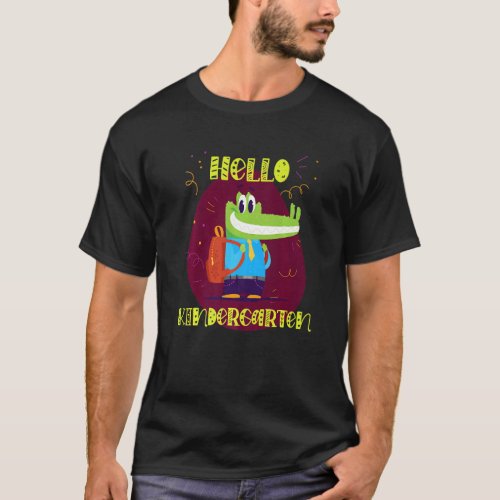 Hello Kindergarten Alligator Reptiles Zoo Ponds Cr T-Shirt