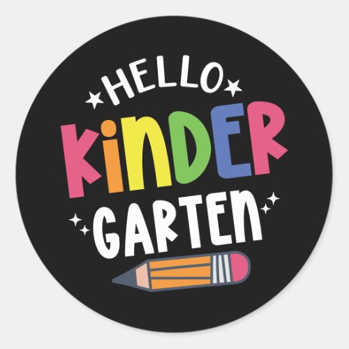 Hello kindergarten back to school classic round sticker