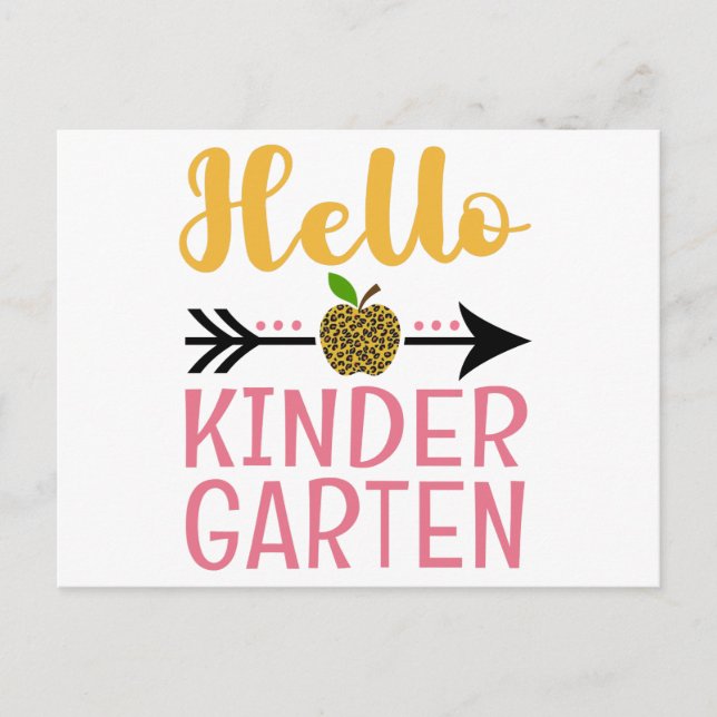 Hello Kindergarten Back to School Girls Teacher Postcard (Front)