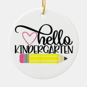 Hello Kindergarten Back To School Teacher Student Ceramic Ornament
