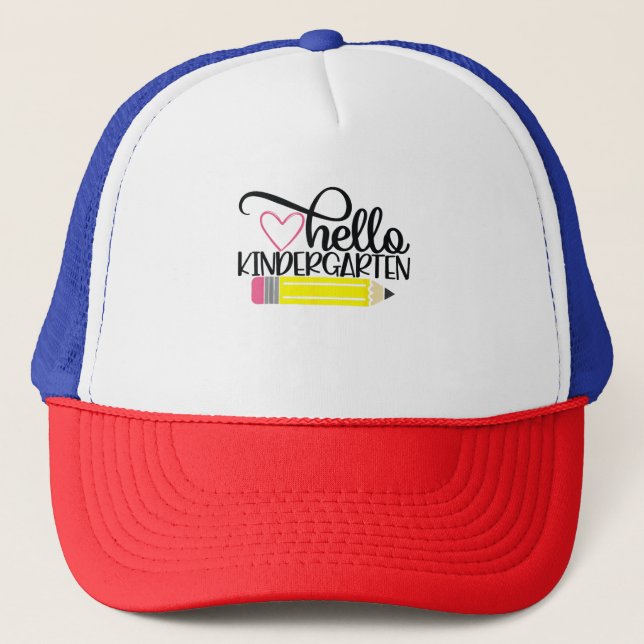 Hello Kindergarten Back To School Teacher Student  Trucker Hat (Front)