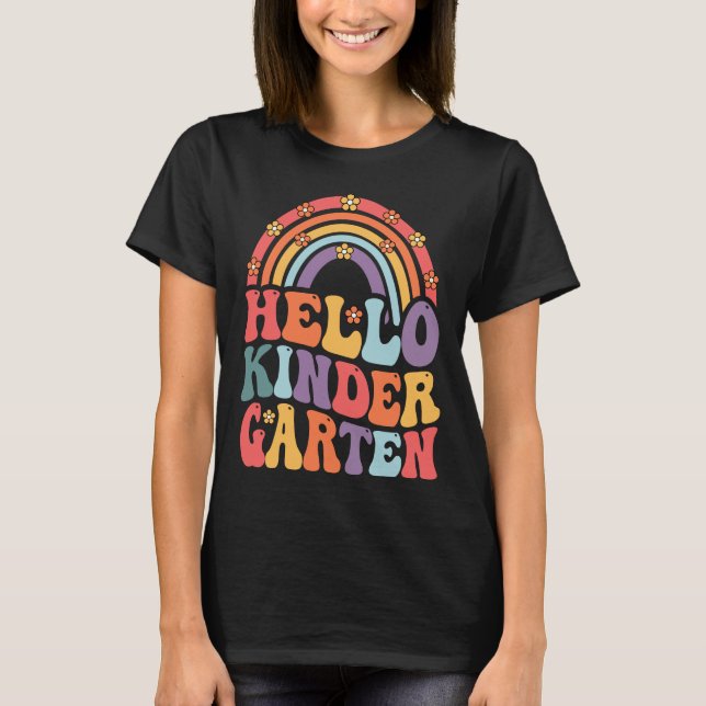 Hello Kindergarten Boho Rainbow Back To School  T-Shirt (Front)