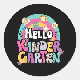 Hello Kindergarten Byck To School Teacher Boy Girl Classic Round Sticker
