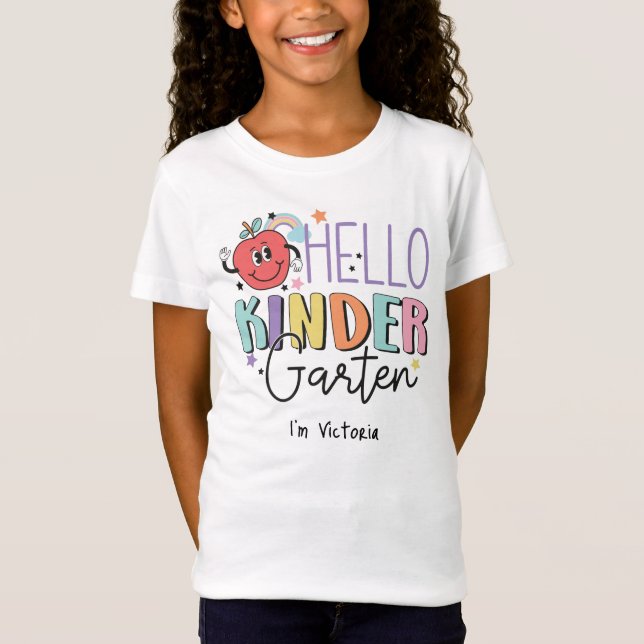 Hello Kindergarten Colorful Elementary School T-Shirt (Front)