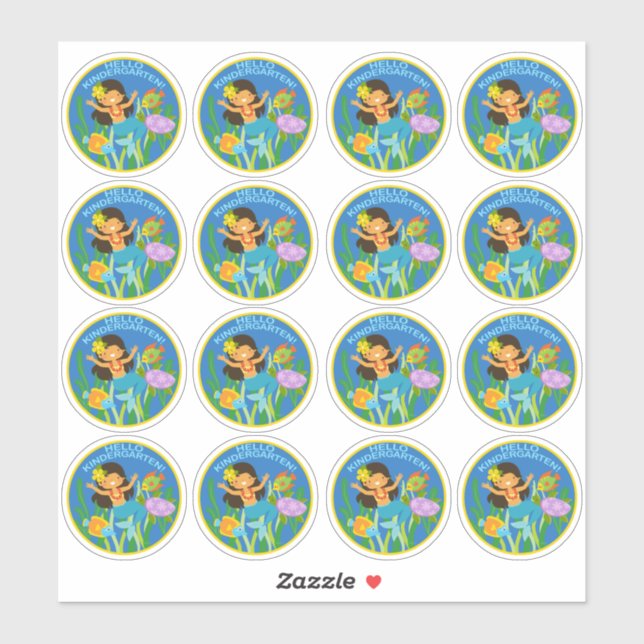 Hello Kindergarten! Cute Mermaid Sticker (Sheet)