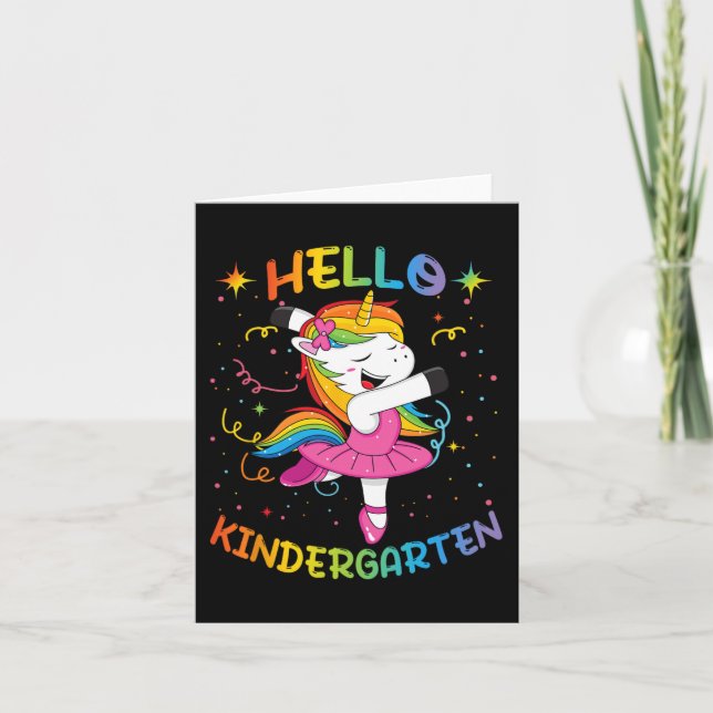 Hello Kindergarten first day back to school unicor Card (Front)