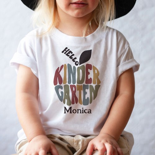 Hello Kindergarten First Day of School Cute Retro Toddler T_shirt
