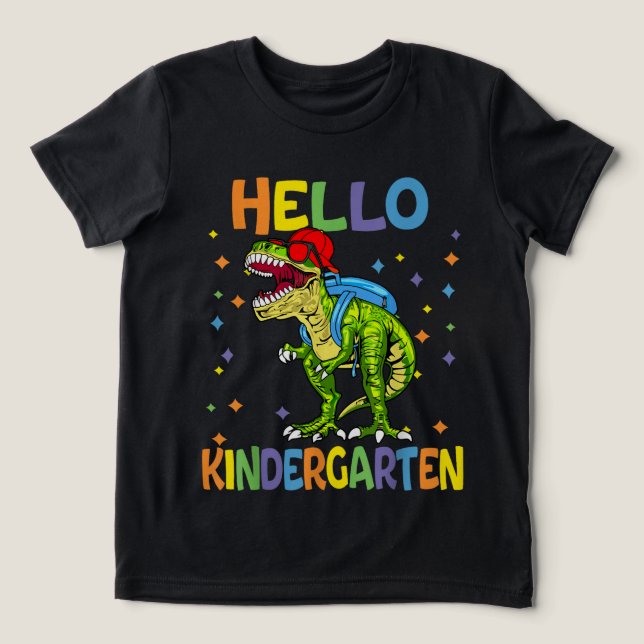 Hello Kindergarten - First Day of School Kids Tri-Blend Shirt (Design Front)