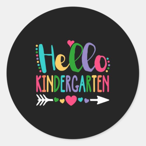 Hello Kindergarten Heart Teacher Student Back To S Classic Round Sticker