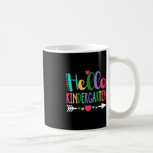 Hello Kindergarten Heart Teacher Student Back To S Coffee Mug (Right)