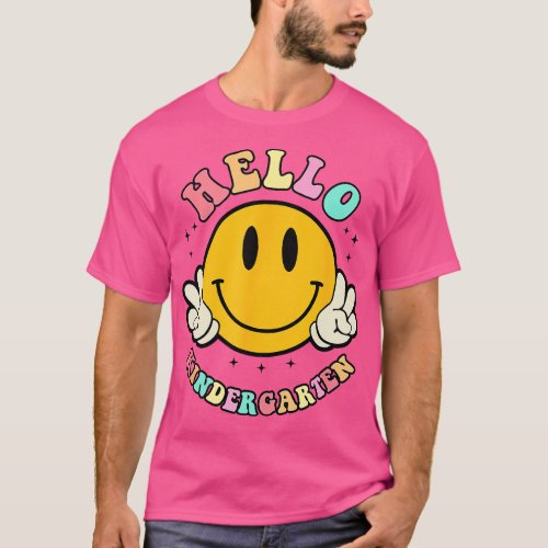 Hello Kindergarten Hippie Smile Face Retro Back To T_Shirt