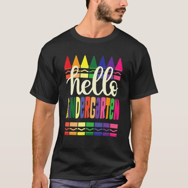 Hello Kindergarten Kids Team Kinder Back to School T-Shirt (Front)