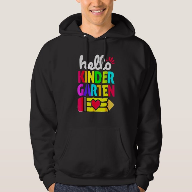 Hello Kindergarten Pencil Heart Back To School Tea Hoodie (Front)