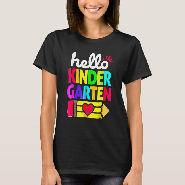 Hello Kindergarten Pencil Heart Back To School Tea T-Shirt (Front)