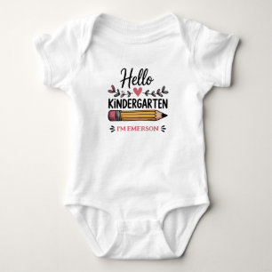 Hello Kindergarten Personalized Back To School Baby Bodysuit
