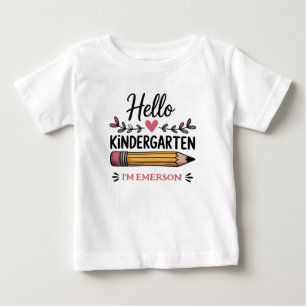 Hello Kindergarten Personalized Back To School Baby T-Shirt