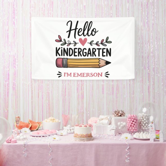 Hello Kindergarten Personalized Back To School Banner (Party)
