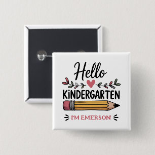 Hello Kindergarten Personalized Back To School Button