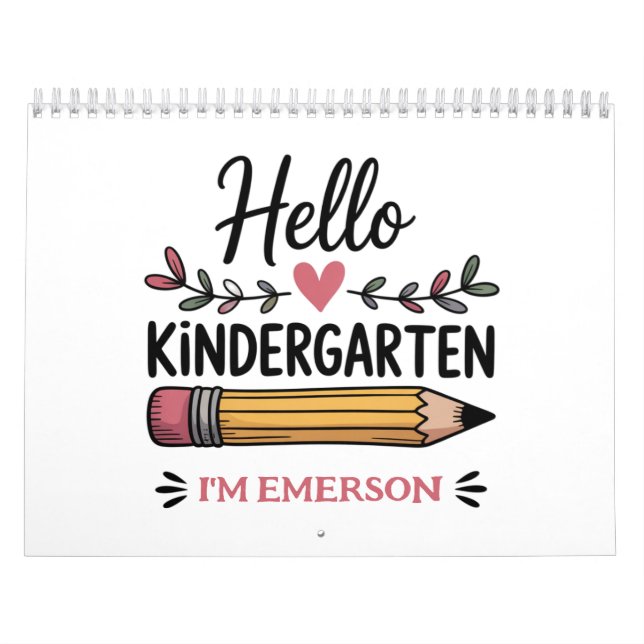 Hello Kindergarten Personalized Back To School Calendar (Cover)