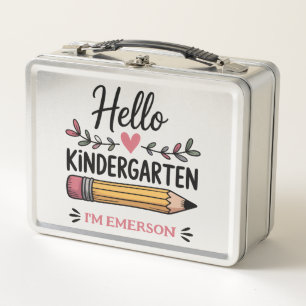 Hello Kindergarten Personalized Back To School Metal Lunch Box