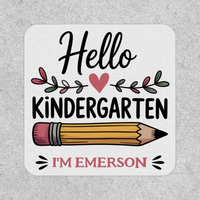 Hello Kindergarten Personalized Back To School Patch (Front)