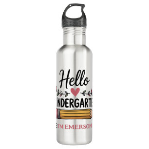 Hello Kindergarten Personalized Back To School Stainless Steel Water Bottle